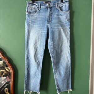 Kut from the Kloth High Rise Rachael Fab Ab Mom Jean size 8 Raw Hem